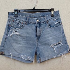 American Eagle Outfitters Women's Light Blue Ripped Jean Shorts